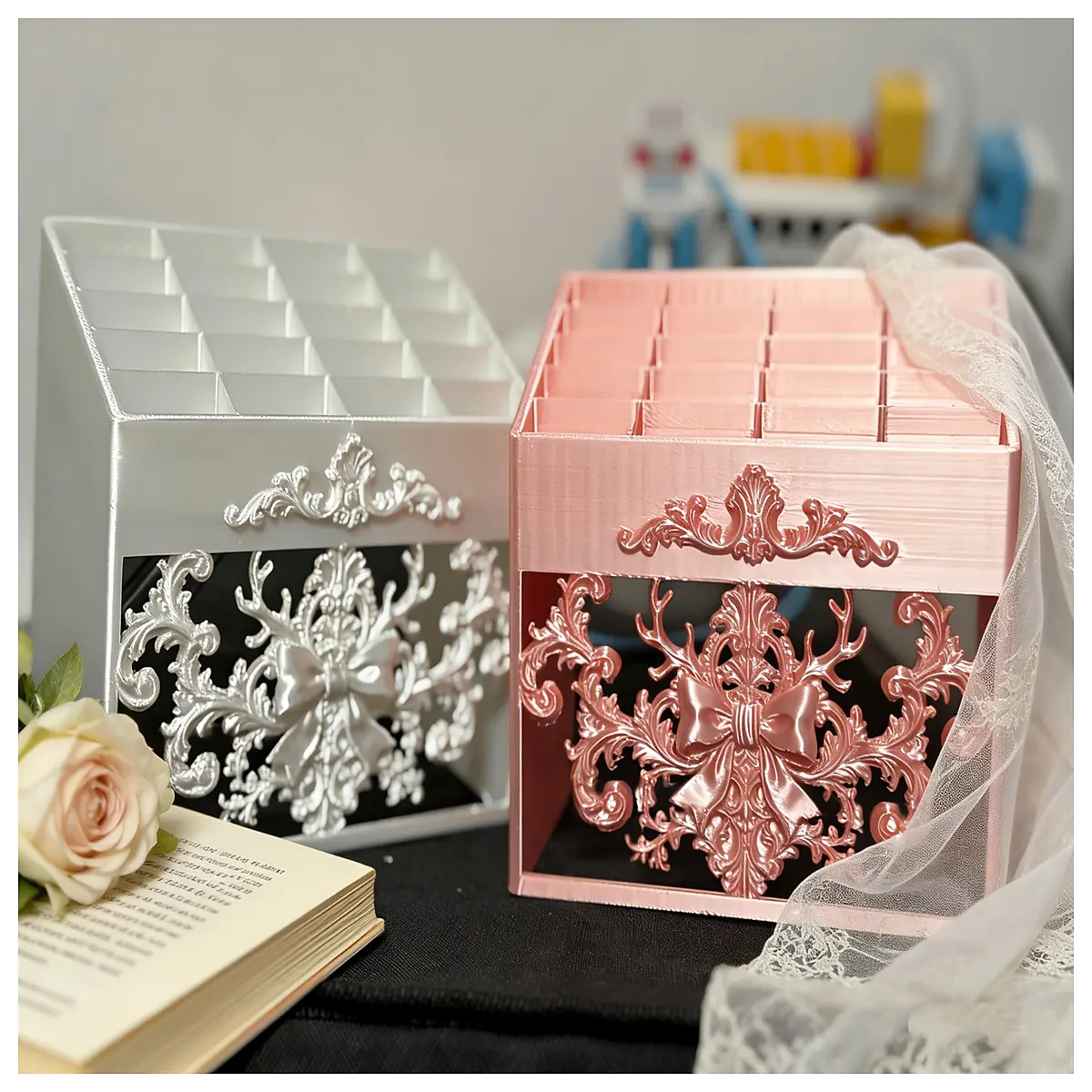 baroque style bead pen holder desk organizer cute stationery storage for craft supplies