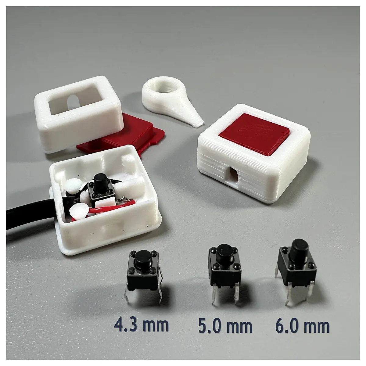 snap fit tactile push button housing enclosure case for electronic switch protection