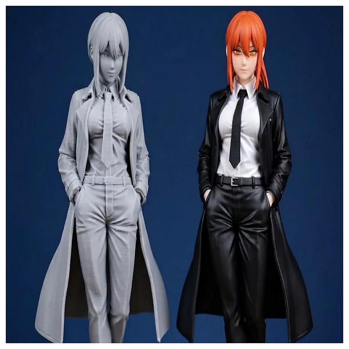 chainsaw man makima cosplay costume anime figure collectible devil hunter leader outfit maid uniform pvc statue