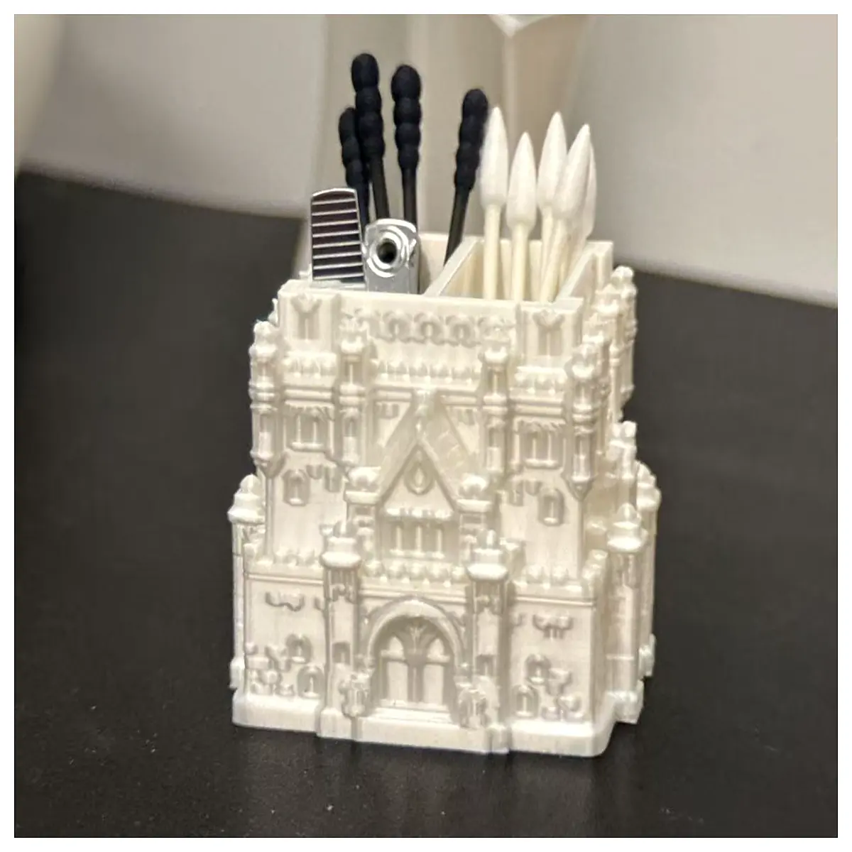 cute mini castle cotton swab box nail clipper organizer desktop storage container no needed