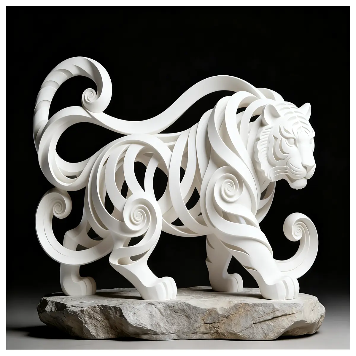 white tiger zodiac statue feng shui home decor oriental mythological beast carving for living room office protection