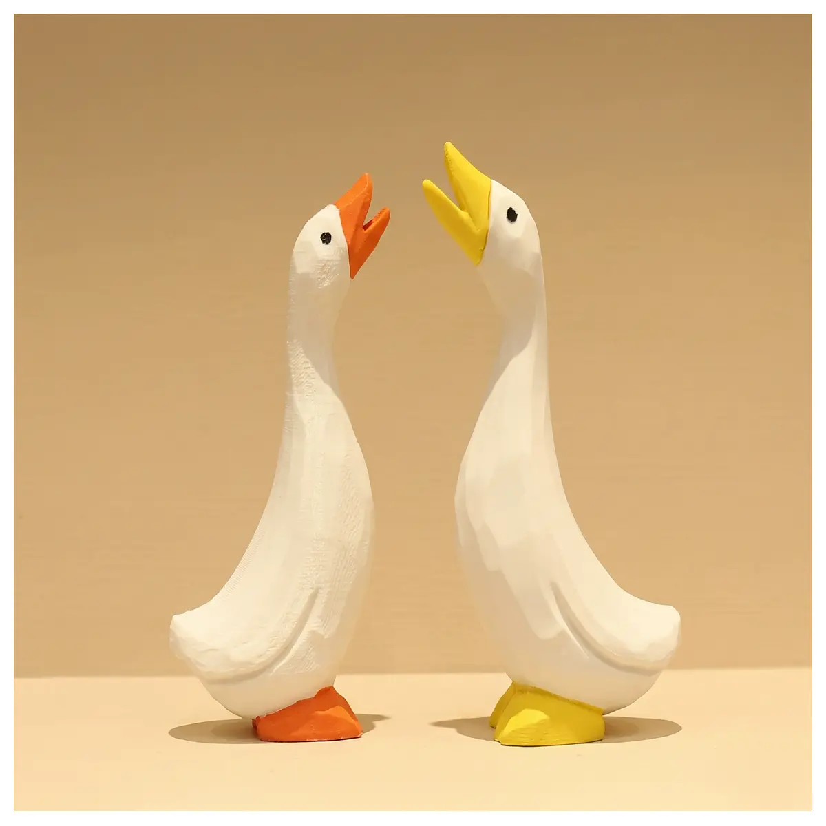 cute wooden goose figurine desk decoration rustic animal statue home office decor nature lovers