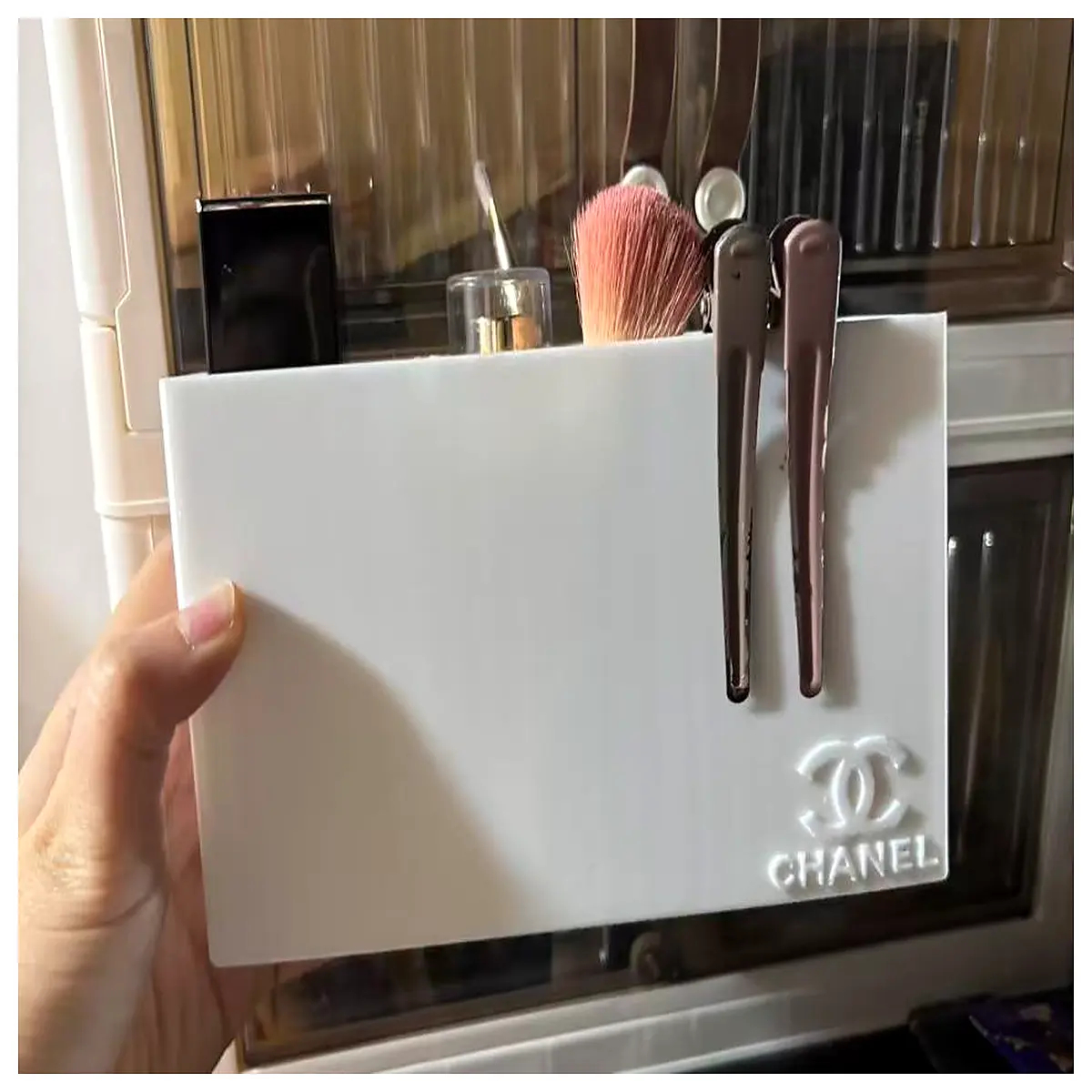 makeup organizer box for vanity high end cosmetic storage case with mirror elegant perfume rack for beauty products