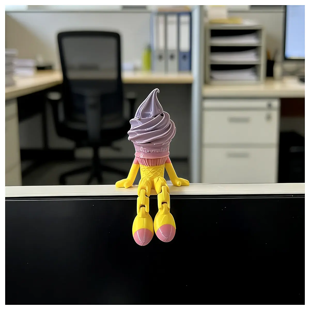 cute ice cream man desk figurine movable joint computer accessory funny office decor desktop toy for gamers