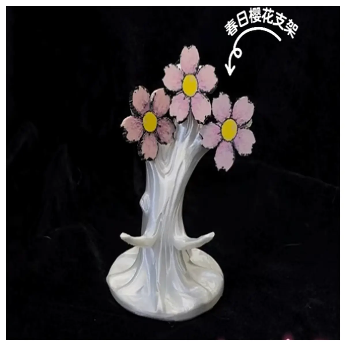 spring cherry blossom phone holder aesthetic desk accessory floral mobile phone cradle for bedroom nightstand