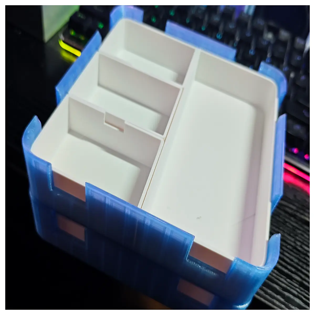 stackable compartmentalized storage bins with lids plastic organizer boxes for closet pantry drawer shelf space saving modular containers