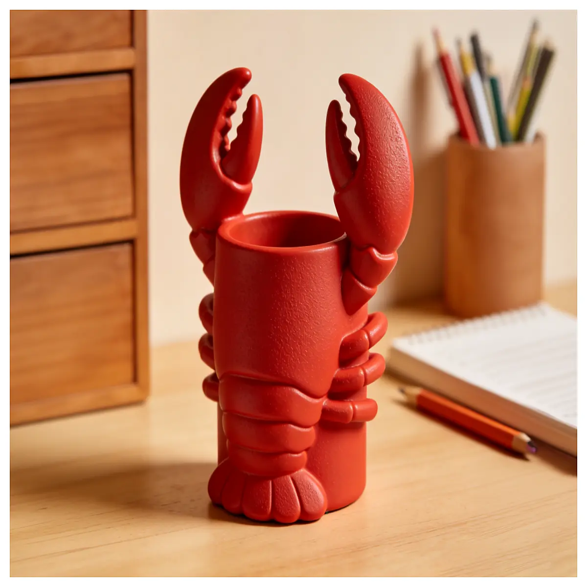 cute lobster desk organizer pen holder with claw design for home office storage