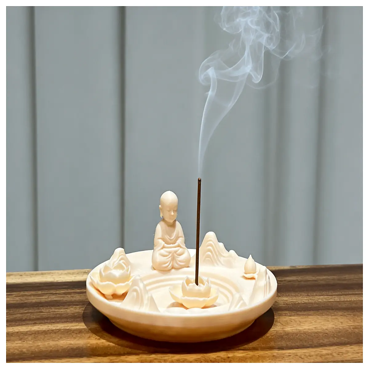 zen monk incense holder mountain landscape meditation altar home decor