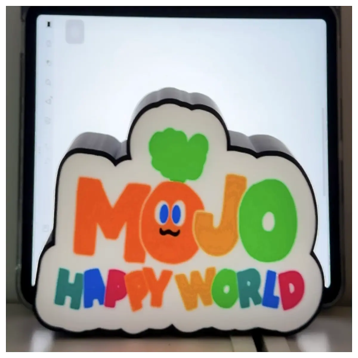 mojo happy world neon sign custom acrylic box for bedroom wall decor aesthetic room lighting party glow
