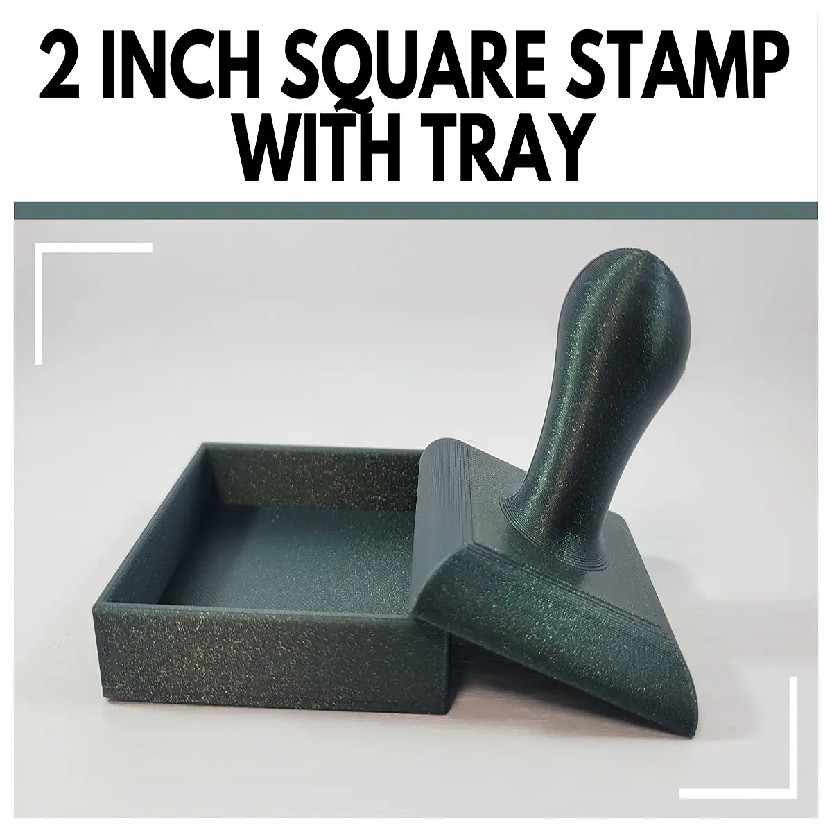 2 inch square stamp handle with tray refillable ink pad for crafts