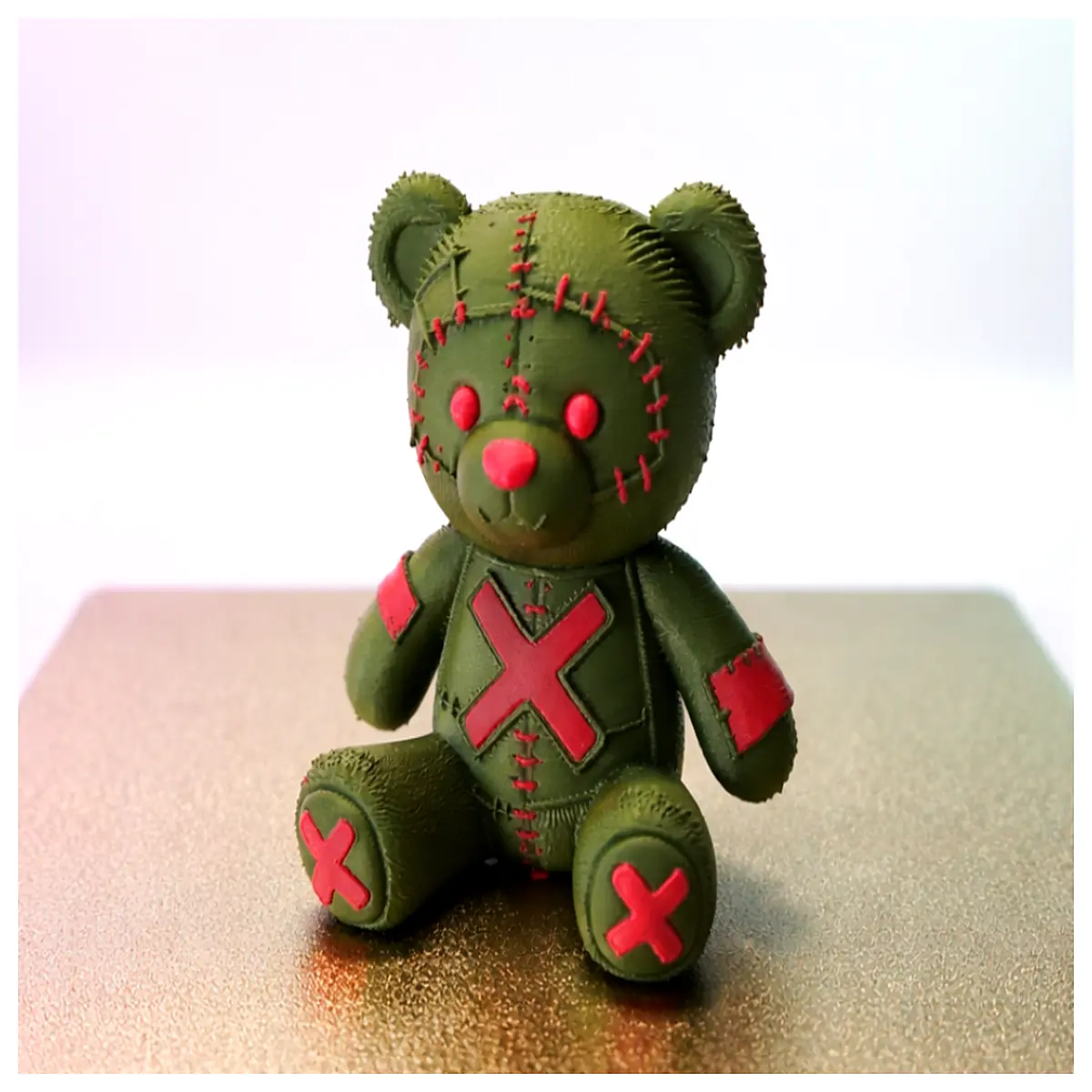 patchy bear collectible figure weird cute plush toy art toy for desk decoration kawaii doll gift