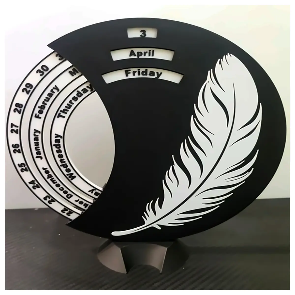 perpetual calendar desktop organizer leather desk accessory with date day month year office home decor men women