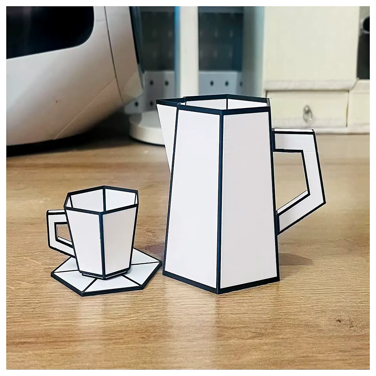white manga style ceramic teapot and cup set anime aesthetic tea service for home decor