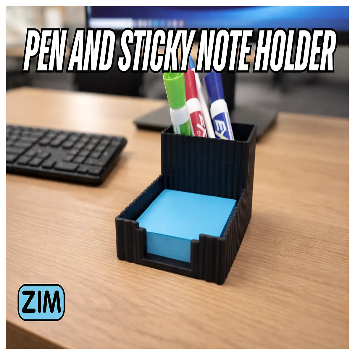 desk organizer with pen holder and sticky note tray desktop storage box for office supplies stationery caddy with notepad slot