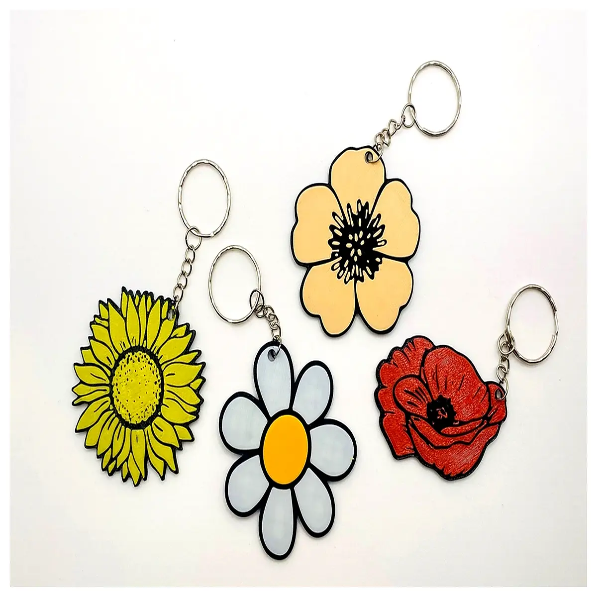 cute flower keychain for women girls floral bag charm accessory daisy rose pendant key ring holder
