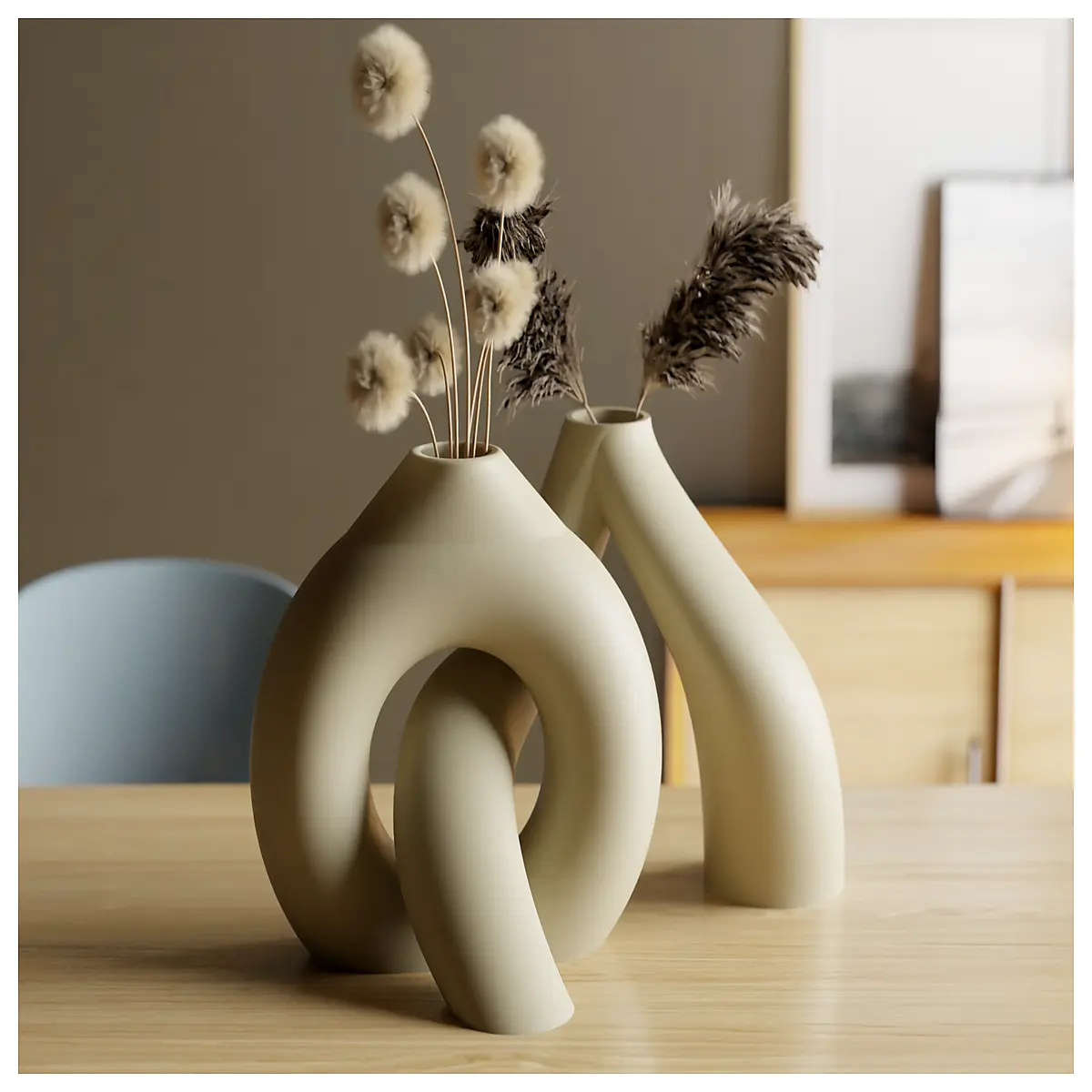 modern interlocking ring vase set minimalist home decor sculpture centerpieces for living room shelf