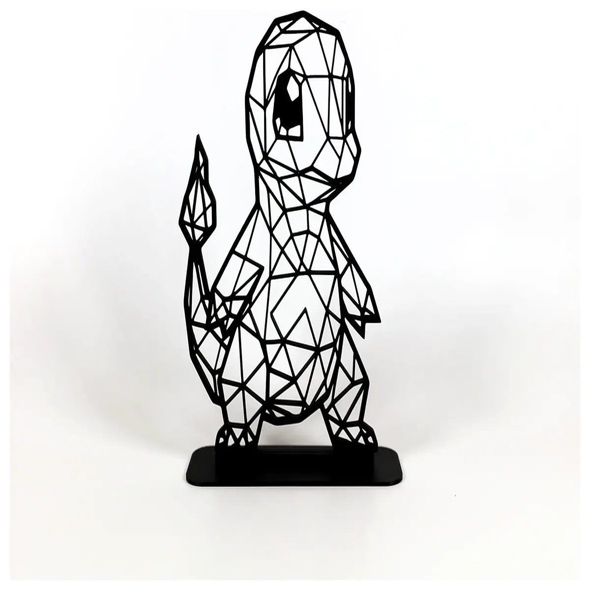 low poly fire dragon figurine geometric desk ornament retro pixel art collectible toy for gamers