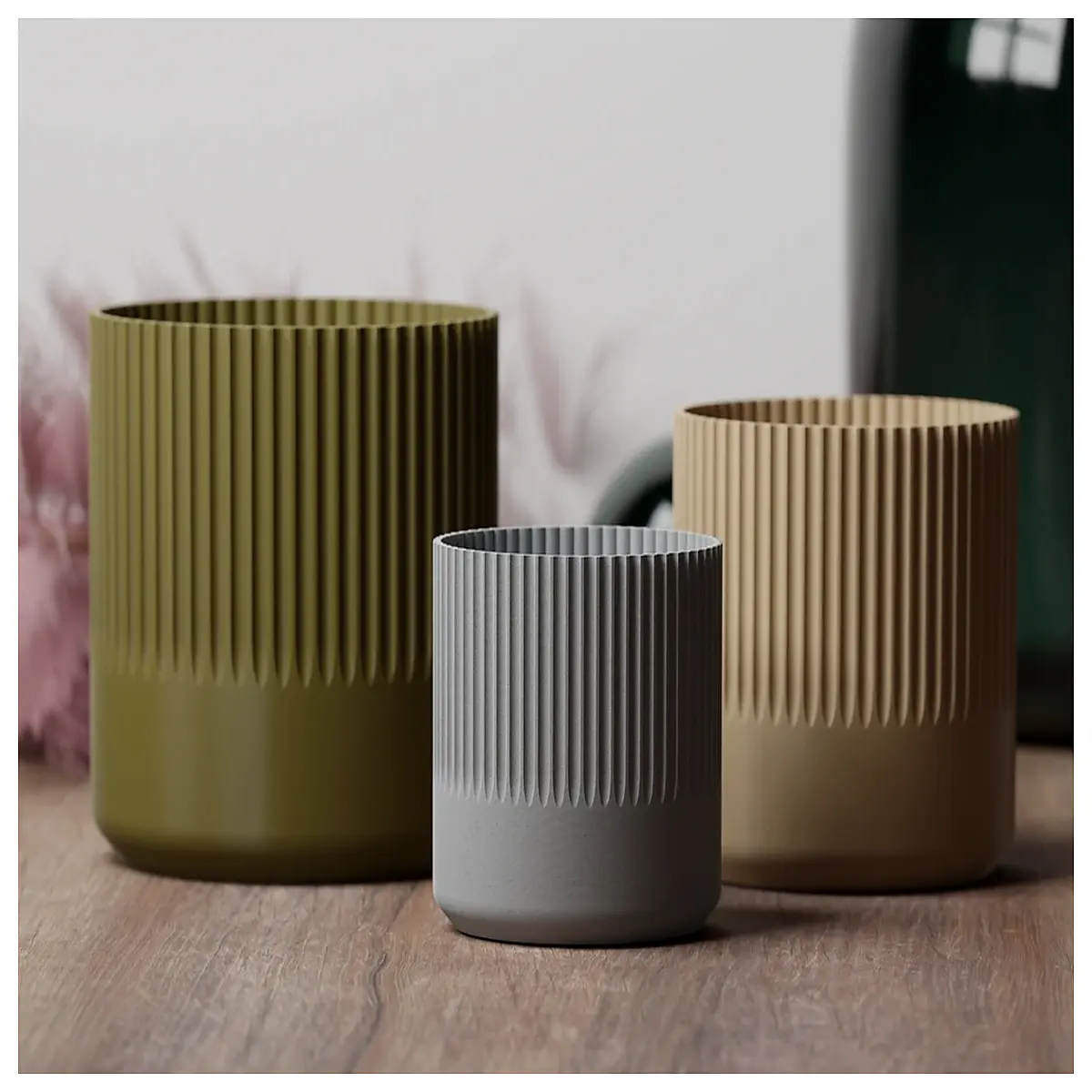 modern vase planter half cylinder slot geometric ceramic pot for succulents cactus indoor home decor