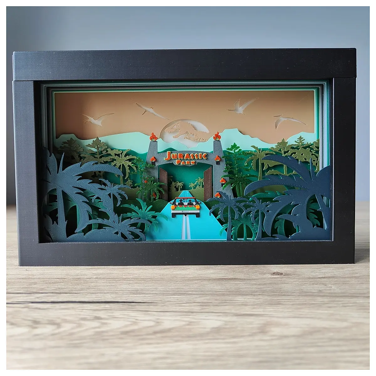 shadow box case dinosaur fossils amber resin collectible kids and adults movie memorabilia