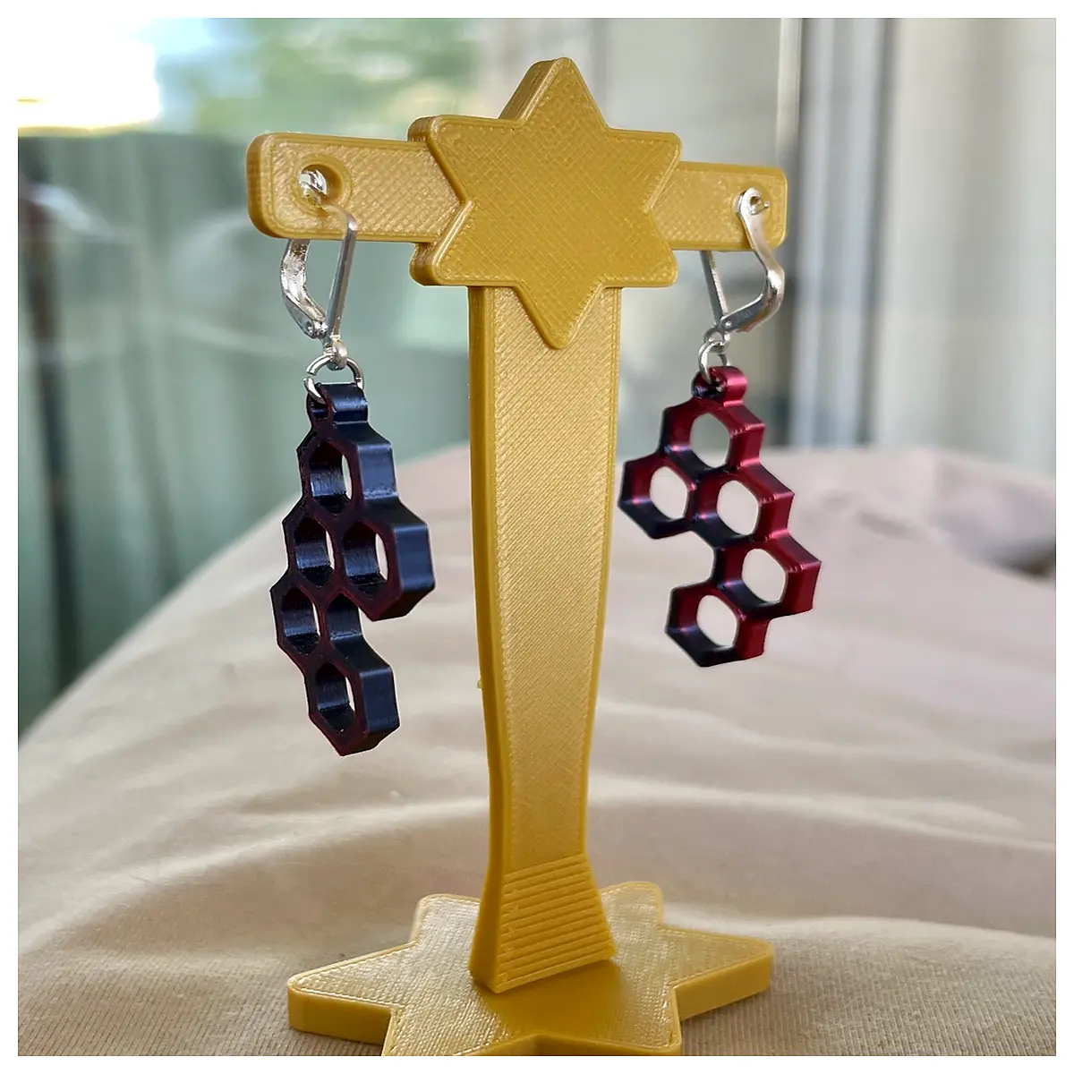 gold honeycomb drop earrings for women hexagonal geometric dangle jewelry trendy studs lightweight boho chic accessories
