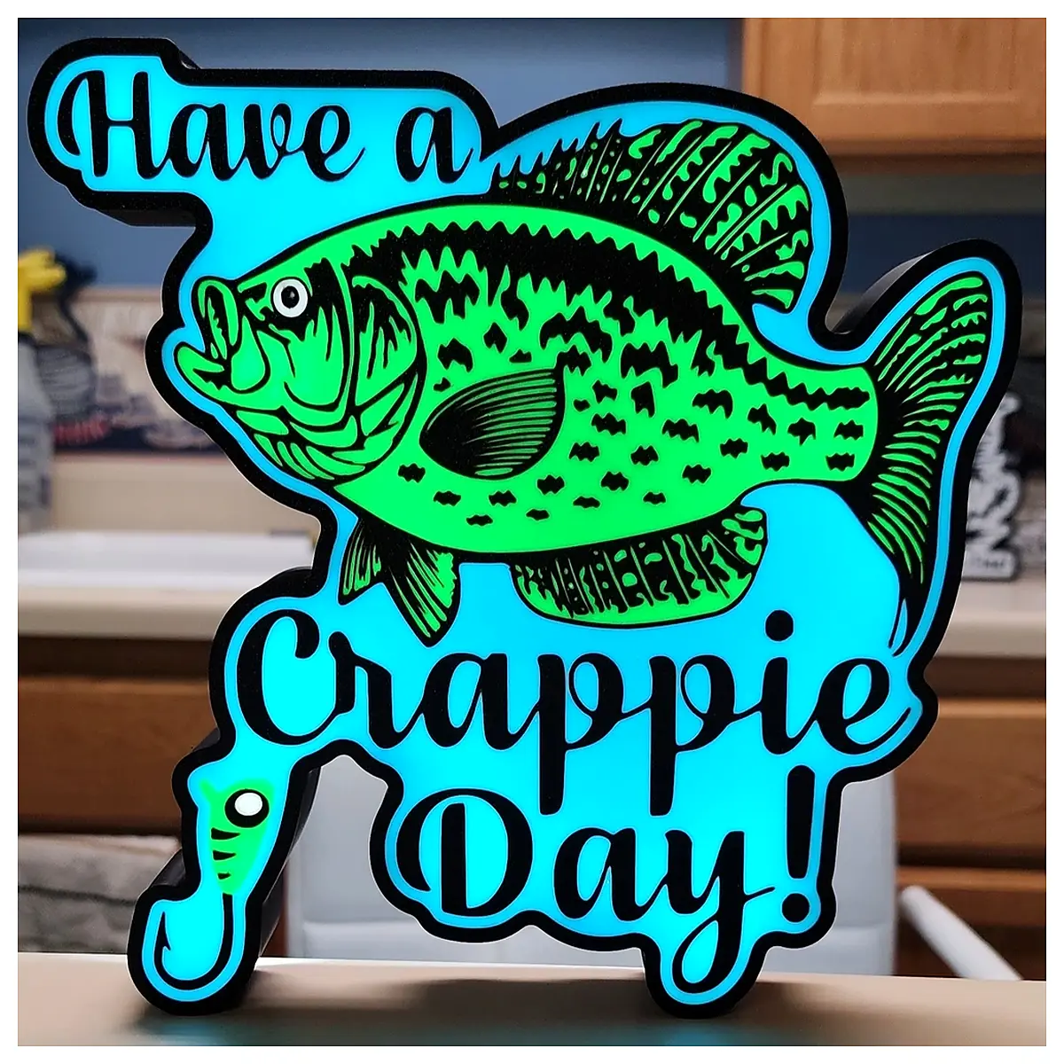ice fishing funny bad day sign men husband dad angler decor