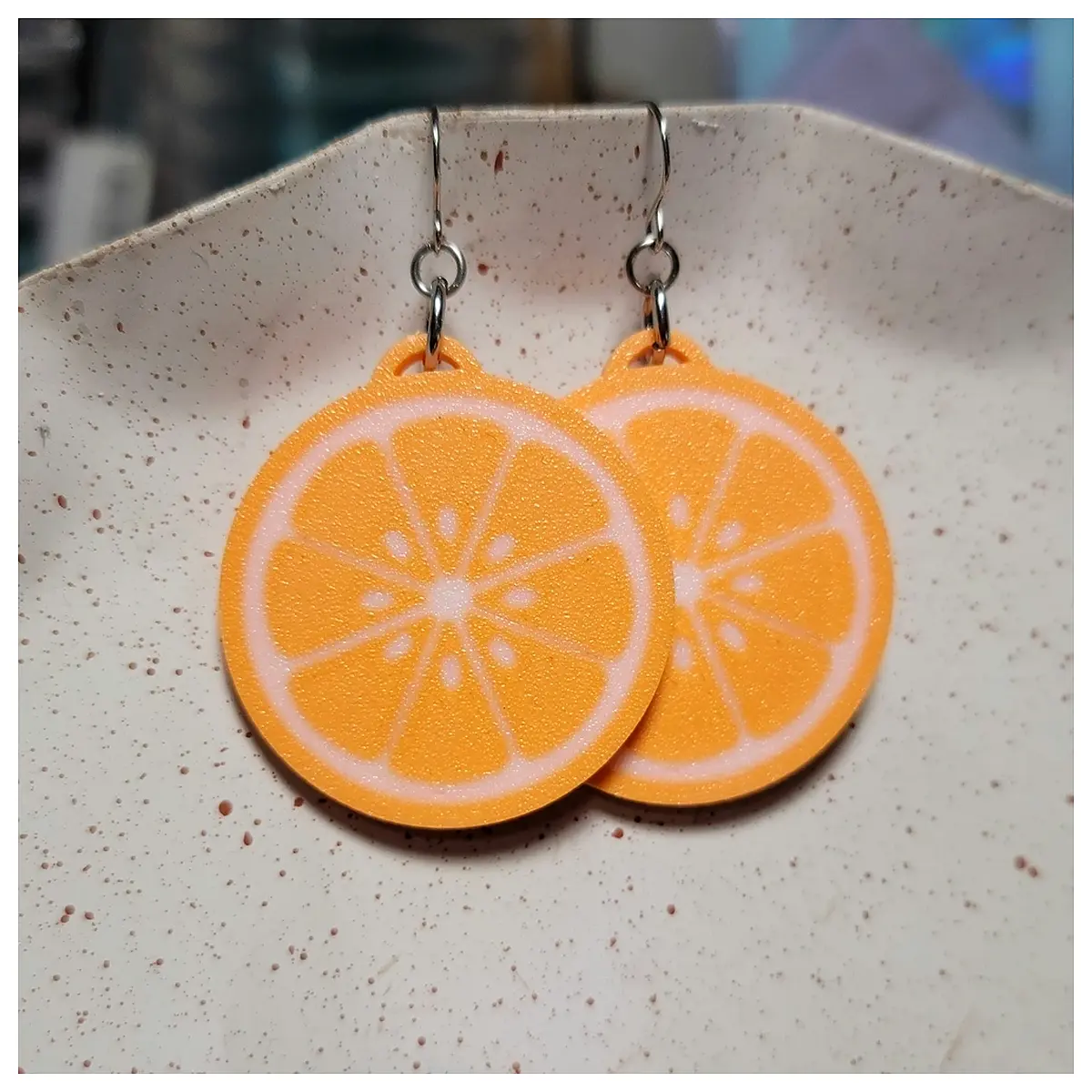 cute orange slice earrings for women vibrant citrus fruit jewelry yellow gold hoop style dangle drops playful summer party accessories