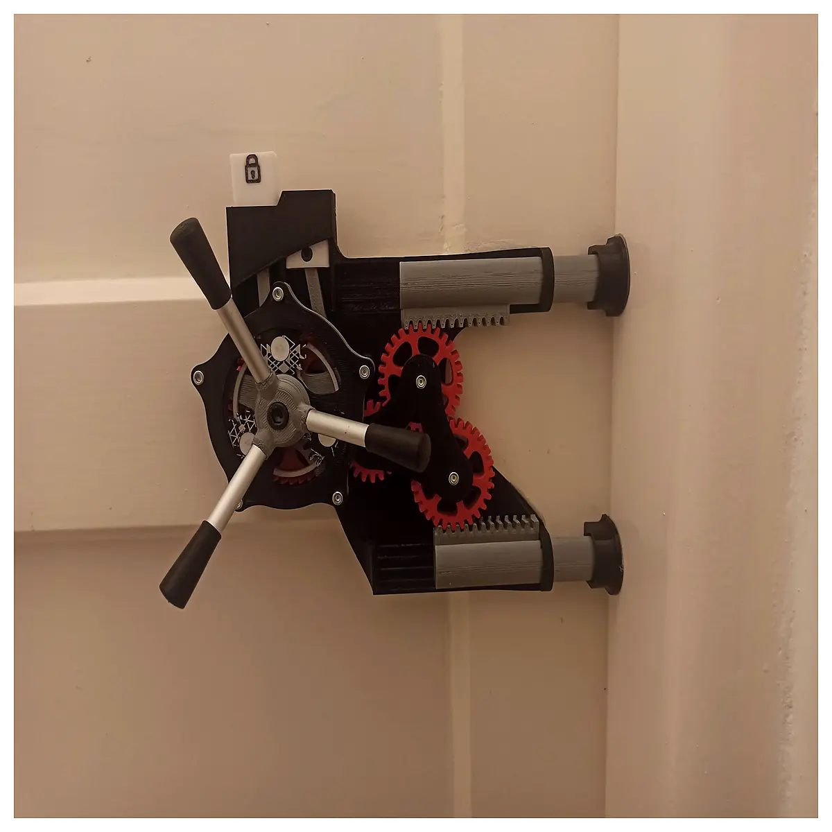 overengineered door lock complex mechanism high security smart locking system