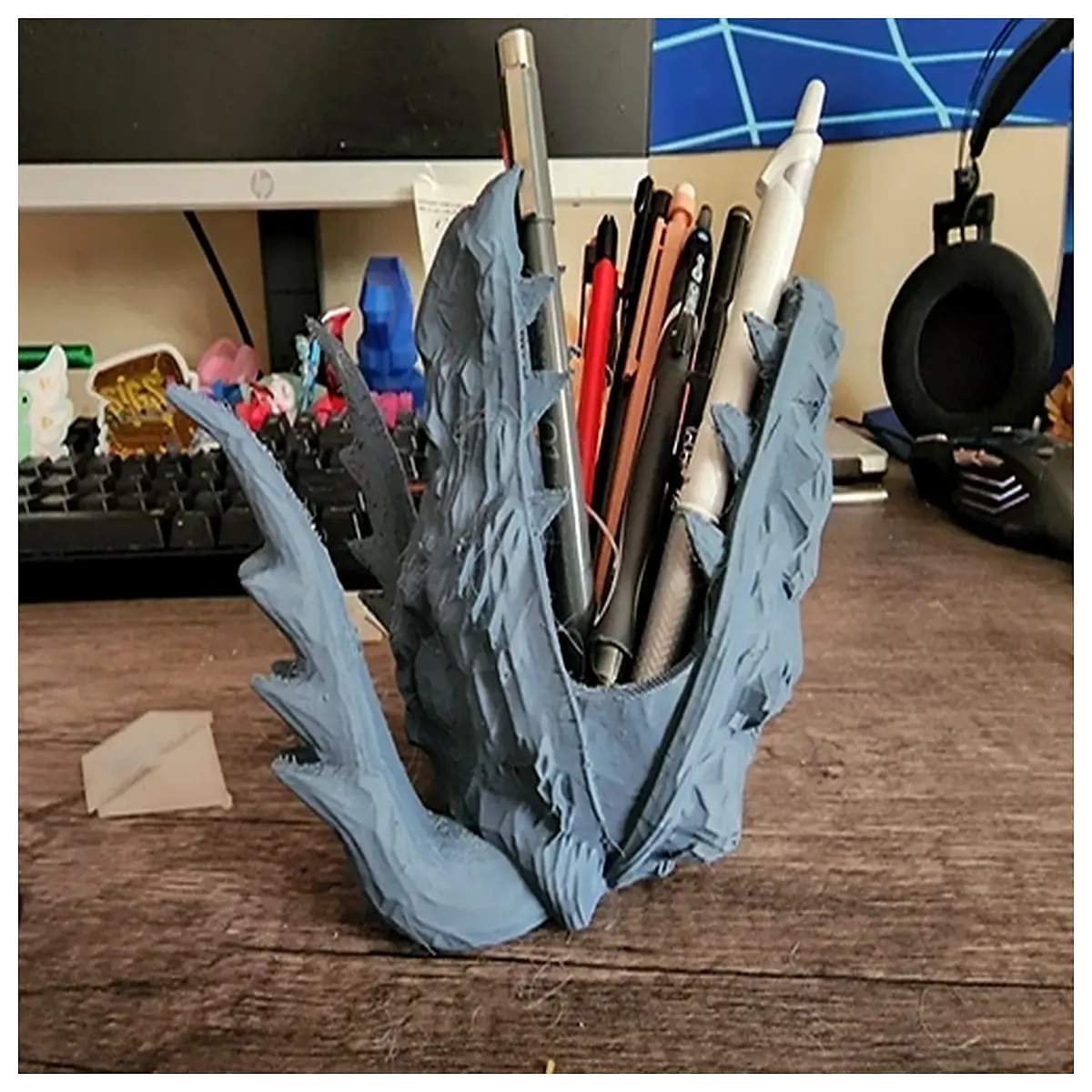 dragon pen holder desk organizer metal dragon head stationery cup office supplies storage