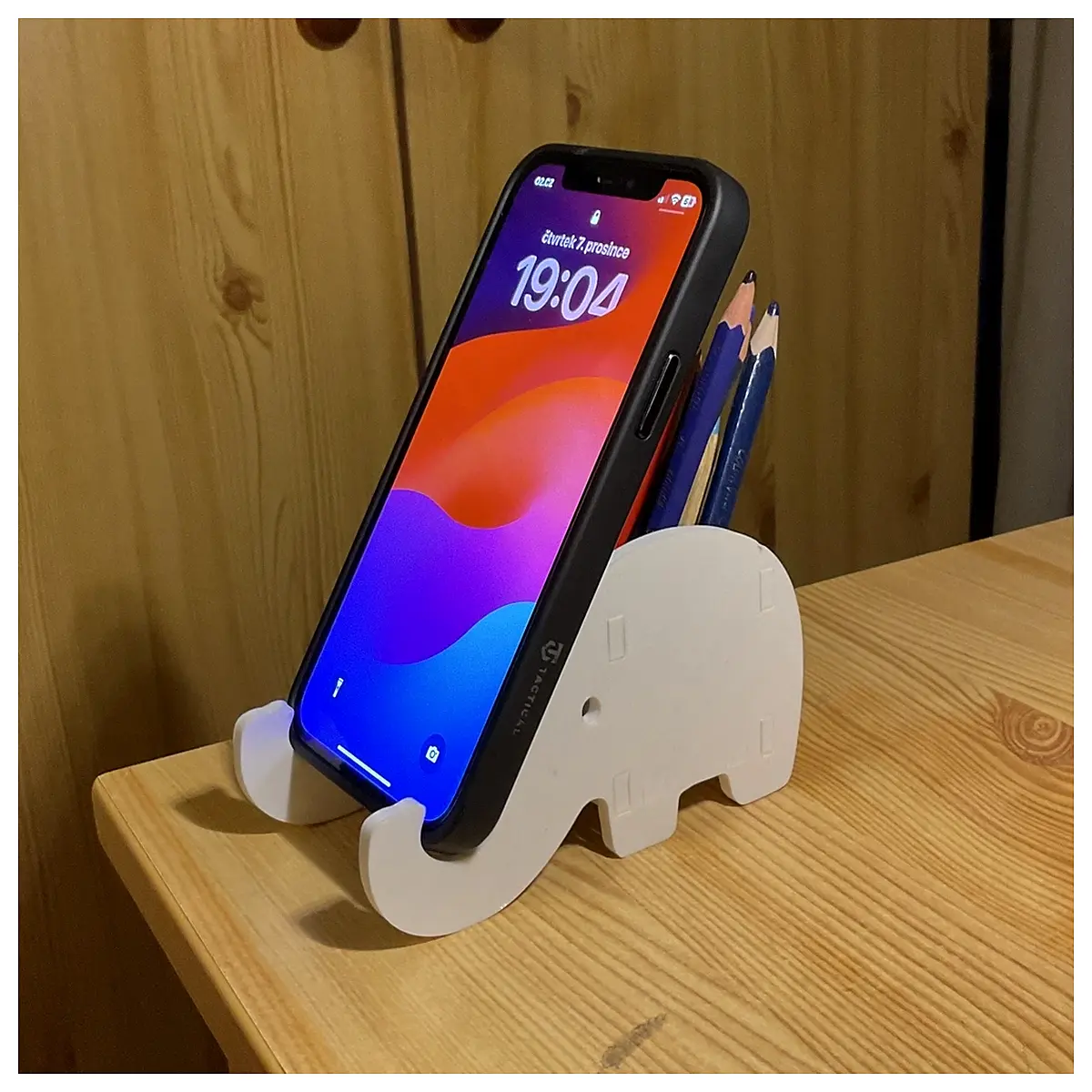 cute elephant desk organizer with pen holder and phone for office supplies