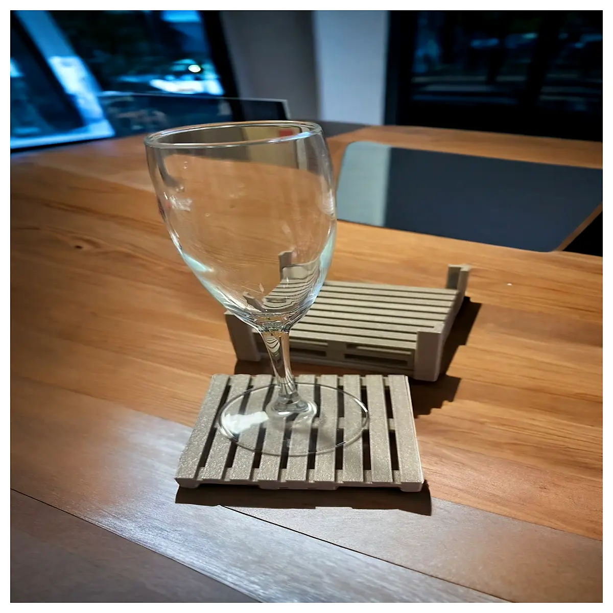 set of 4 coasters with tray holder for drinks table protection