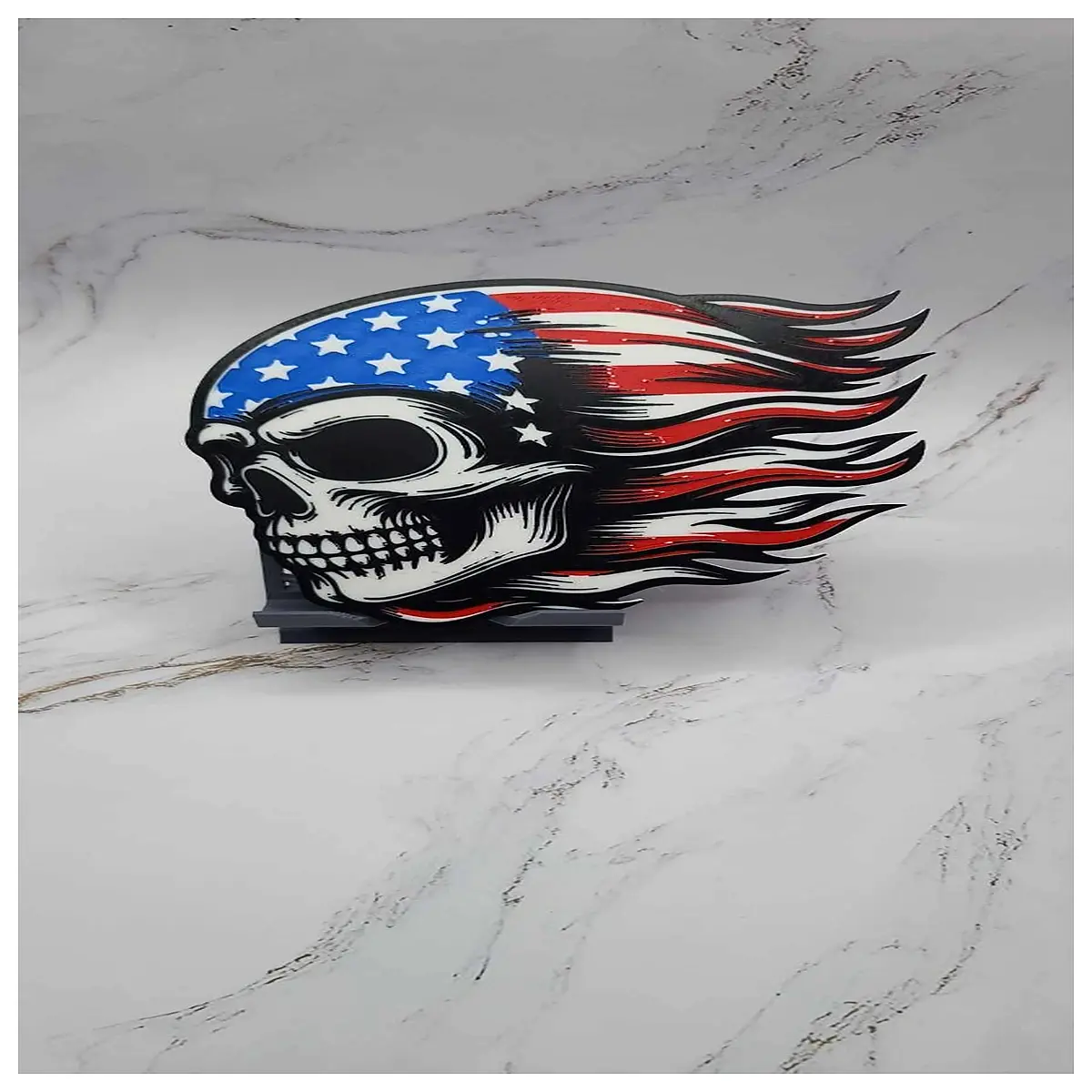 usa flag skull statue american patriotism decor biker bar wall art gothic home accessories resin sculpture gift