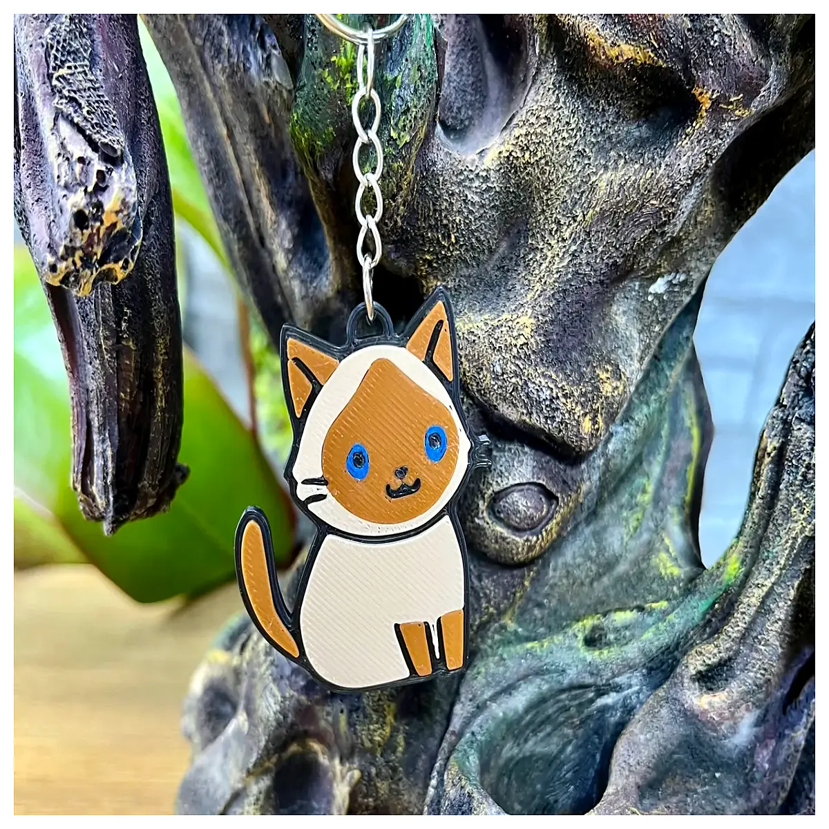 kawaii siamese cat keychain blue eyes resin charm bag accessory cute animal pendant for women girls