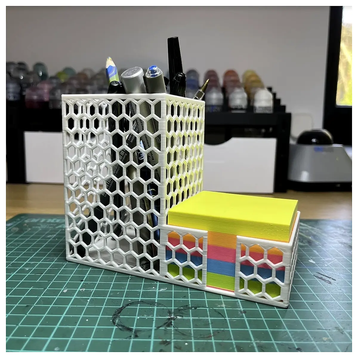 large hexagonal honeycomb pen holder organizer desk accessories for office supplies storage stationery cup
