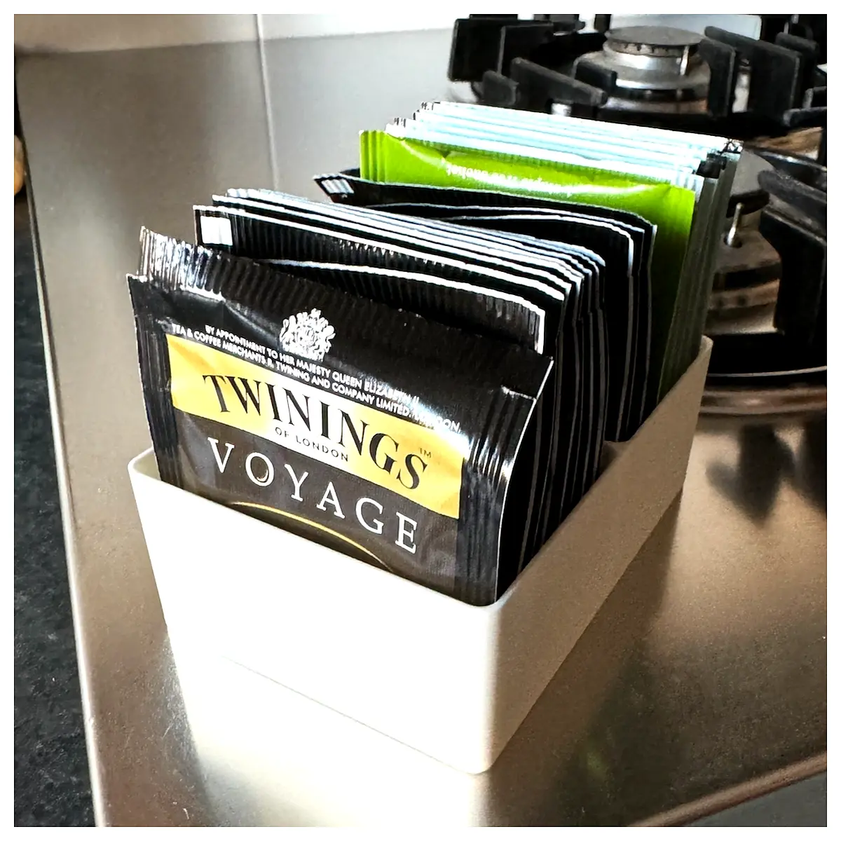tea bag organizer box with lid for pantry kitchen counter storage
