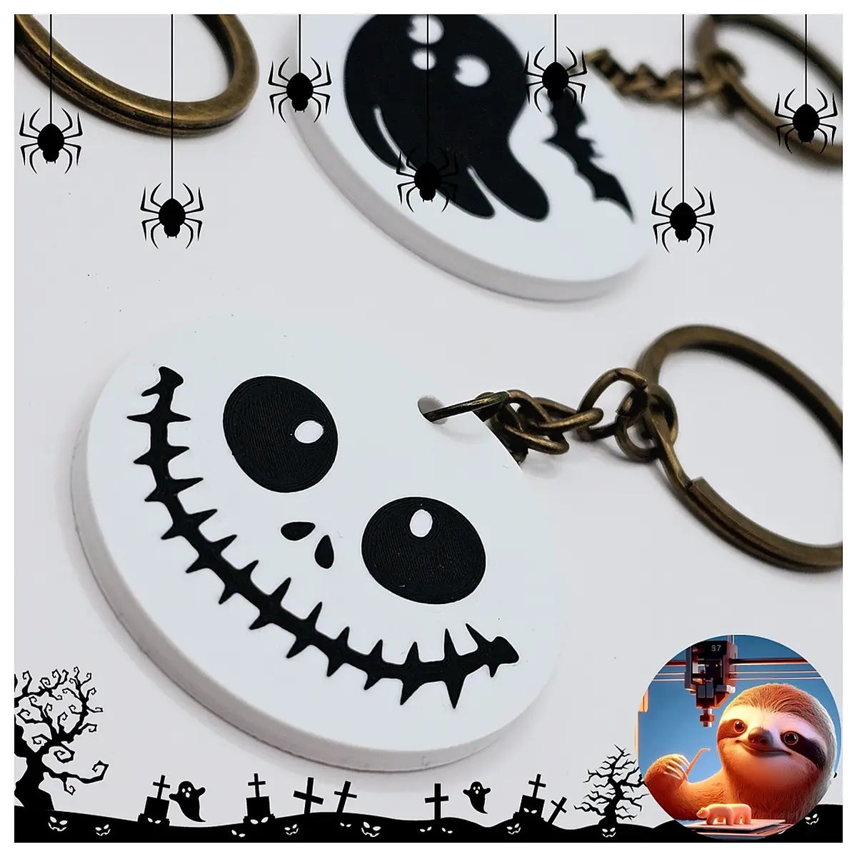 halloween keychain set 4pcs spooky ghost bat rubber charm bag pendant for kids party favors