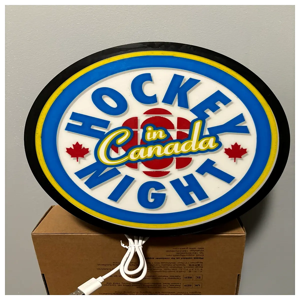 hockey night in canada neon sign lighted home bar decor sports man cave wall art