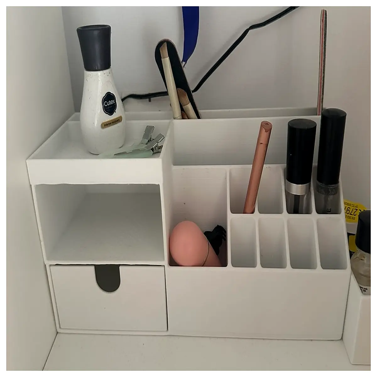 acrylic makeup organizer with 1 drawer for vanity table clear cosmetic storage box for brushes and jewelry