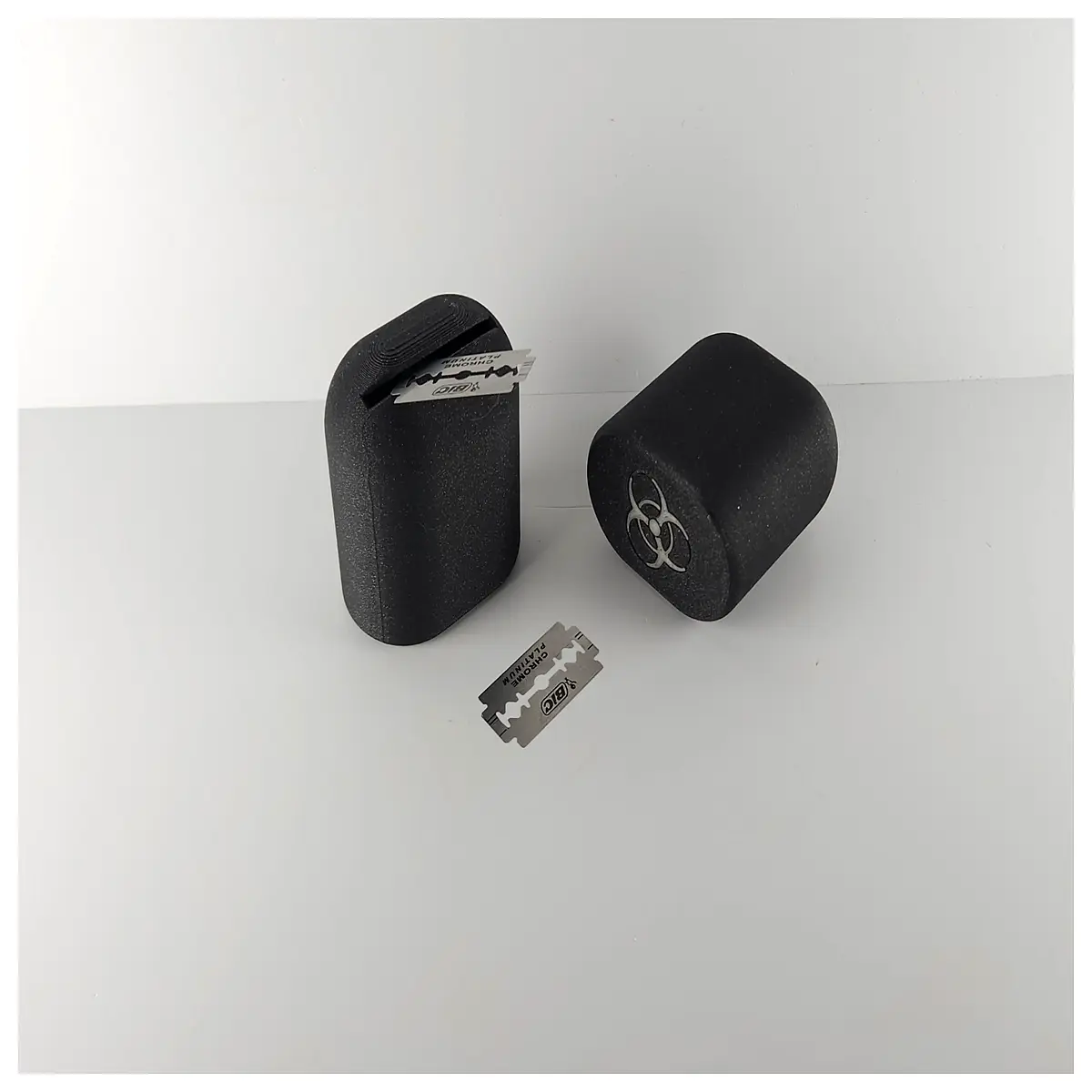 shaving brush holder with trash can for bathroom sink countertop organizer