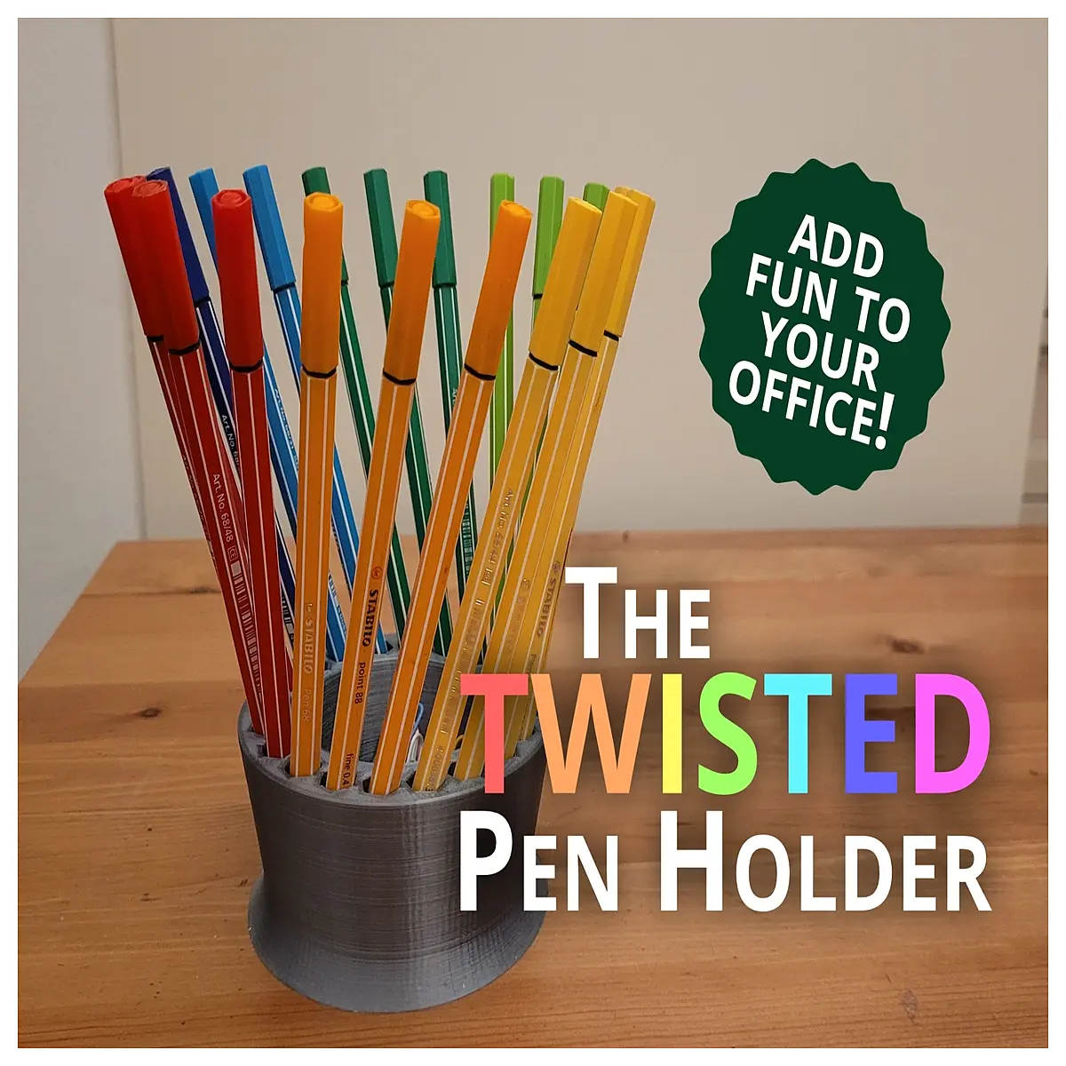 twisted pen holder desk organizer sculptural pencil cup modern office decor