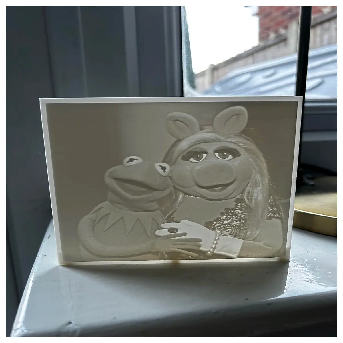 kermit miss piggy valentines day translucent embossed art print romantic couple decor gift