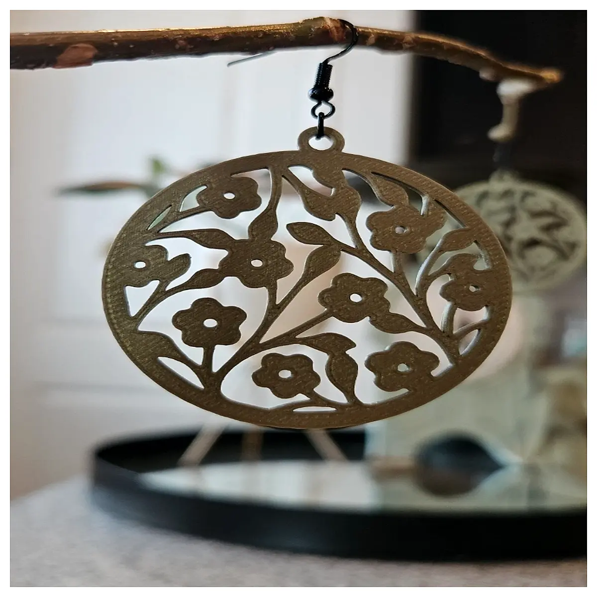 large round floral hoop earrings gold silver dangle