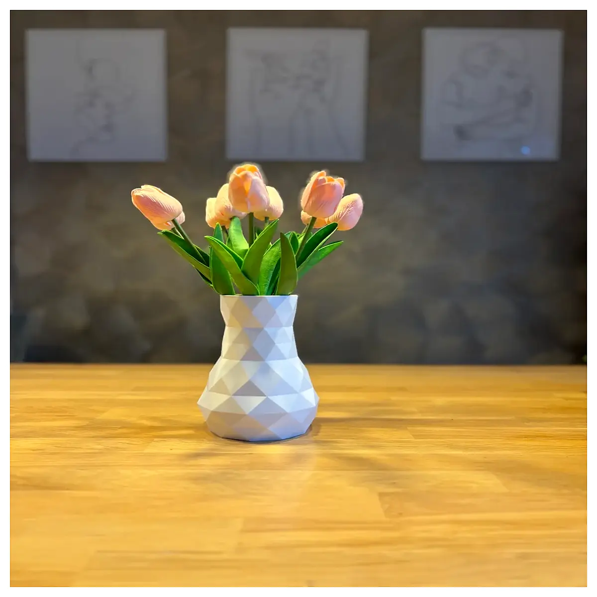 modern white vase low poly geometric minimalist home decor table centerpiece