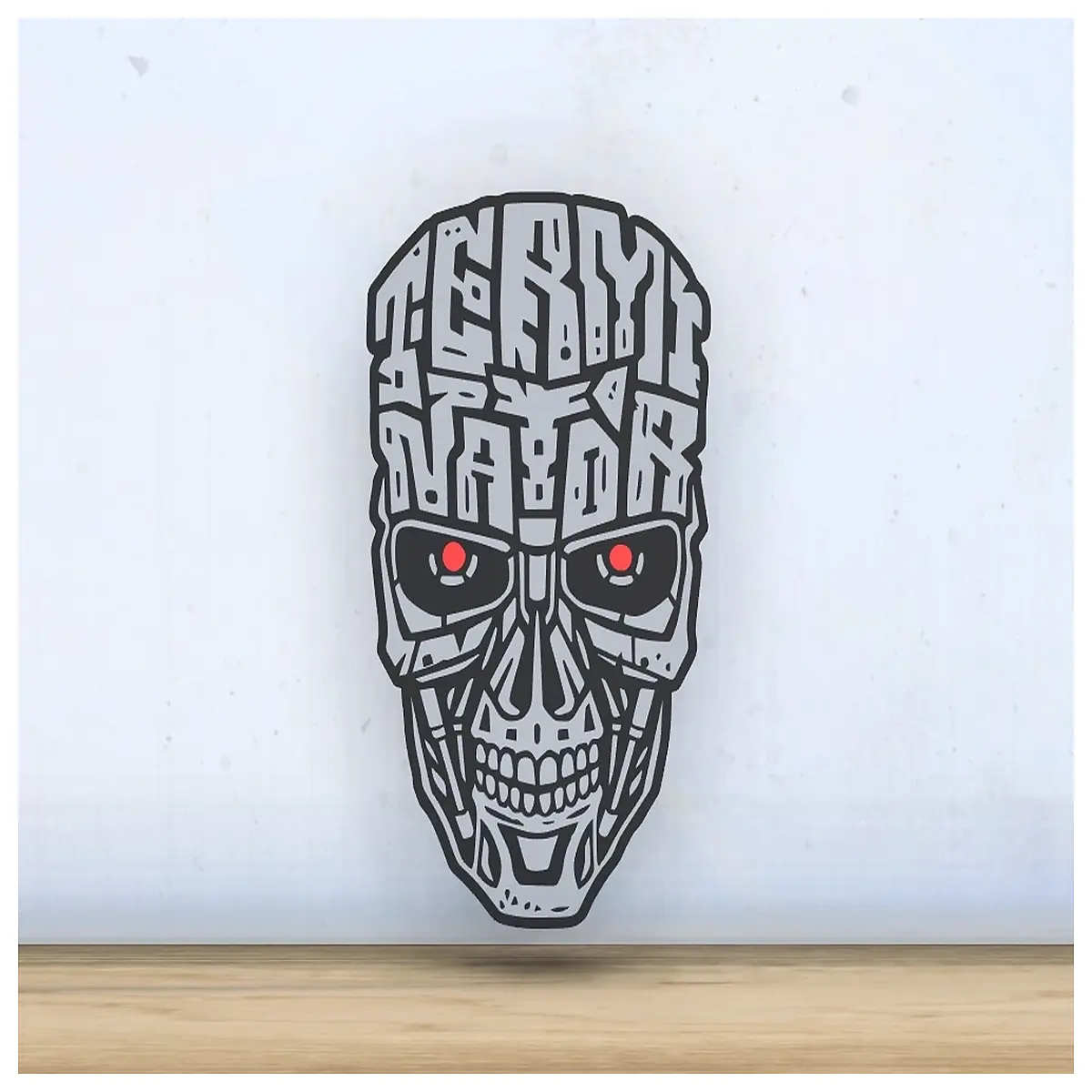 terminator t800 skull layered typography wall art poster canvas print modern industrial home decor