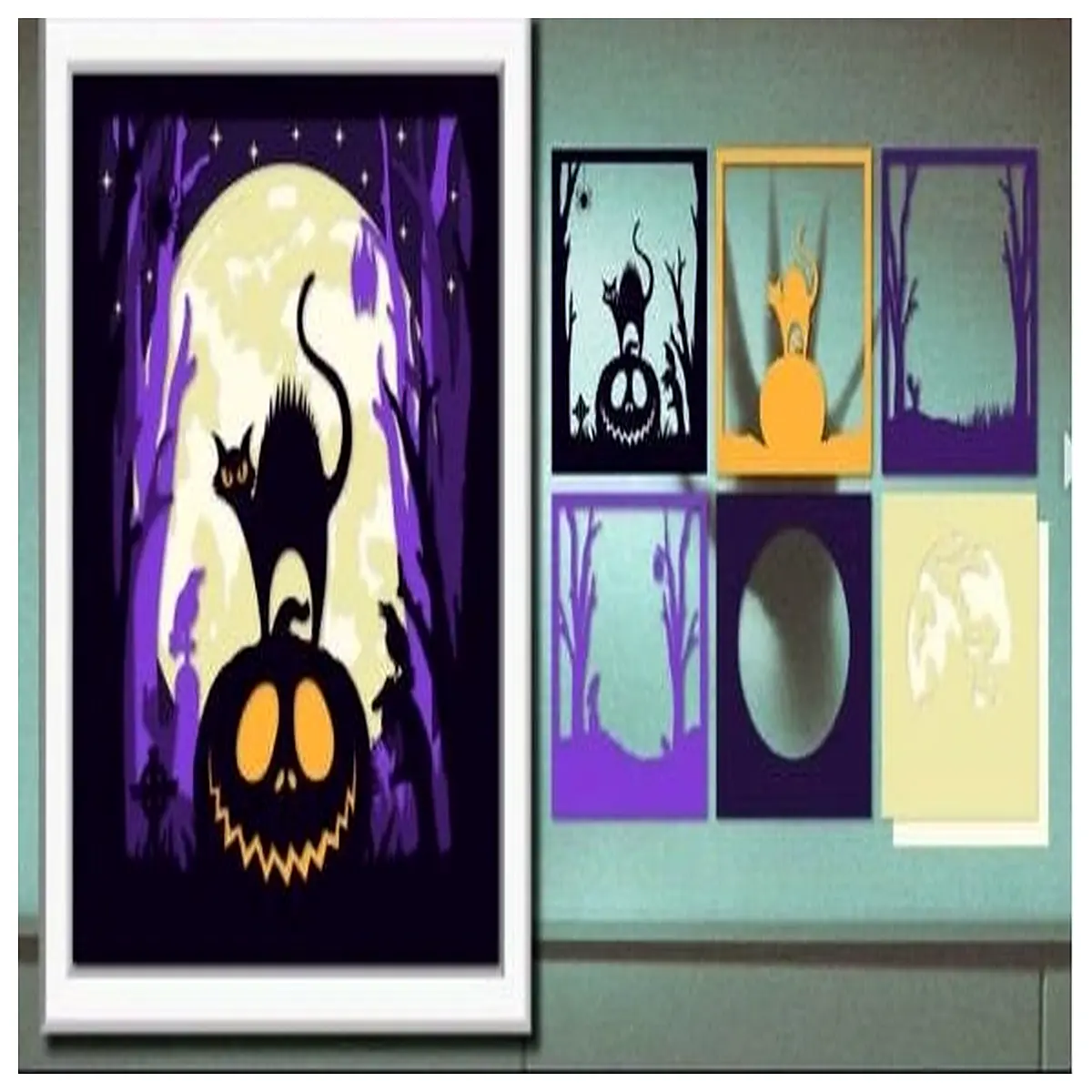 halloween haunted house prop spooky shadow box cat decoration for party yard