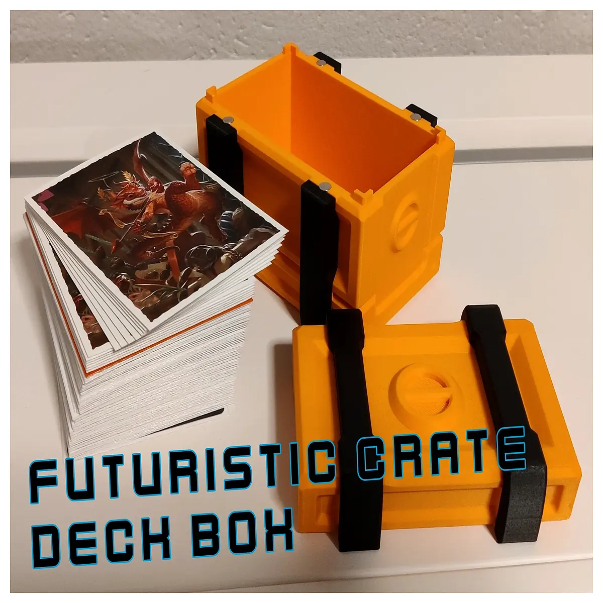 futuristic trading card storage box sci fi collectible deck organizer retro futurism tcg case