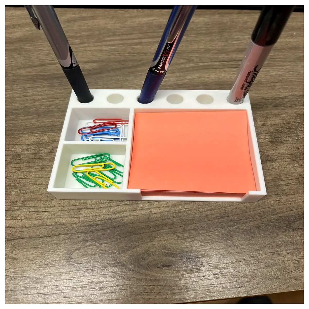 desk organizer with pen holder memo pad and paper clips for office supplies storage
