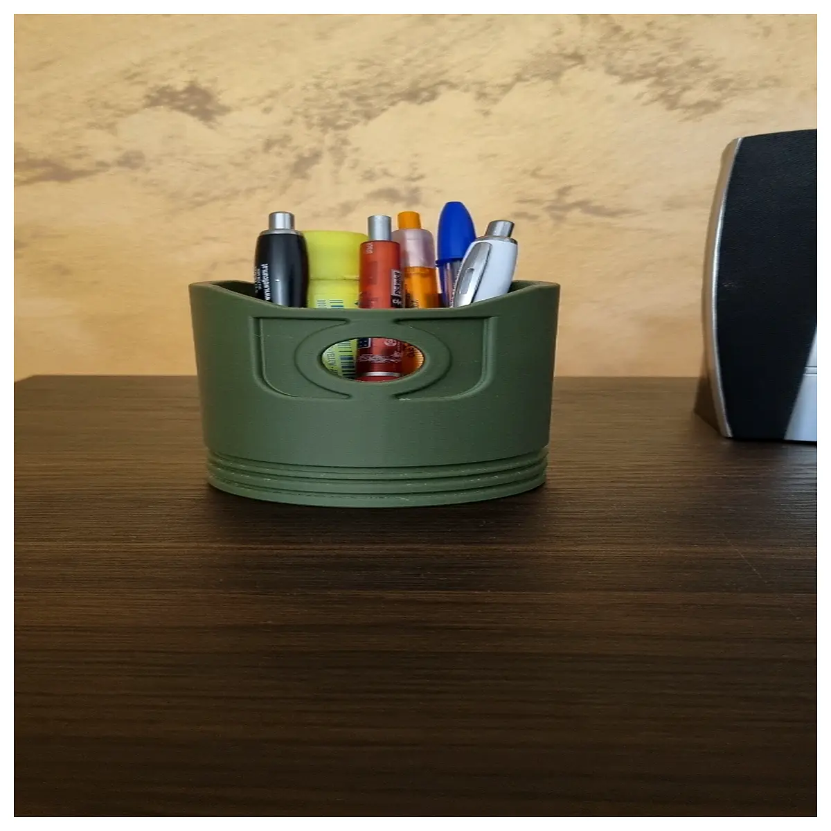 desktop pen holder with piston mechanism desk organizer for office supplies adjustable storage container for pens pencils and stationery