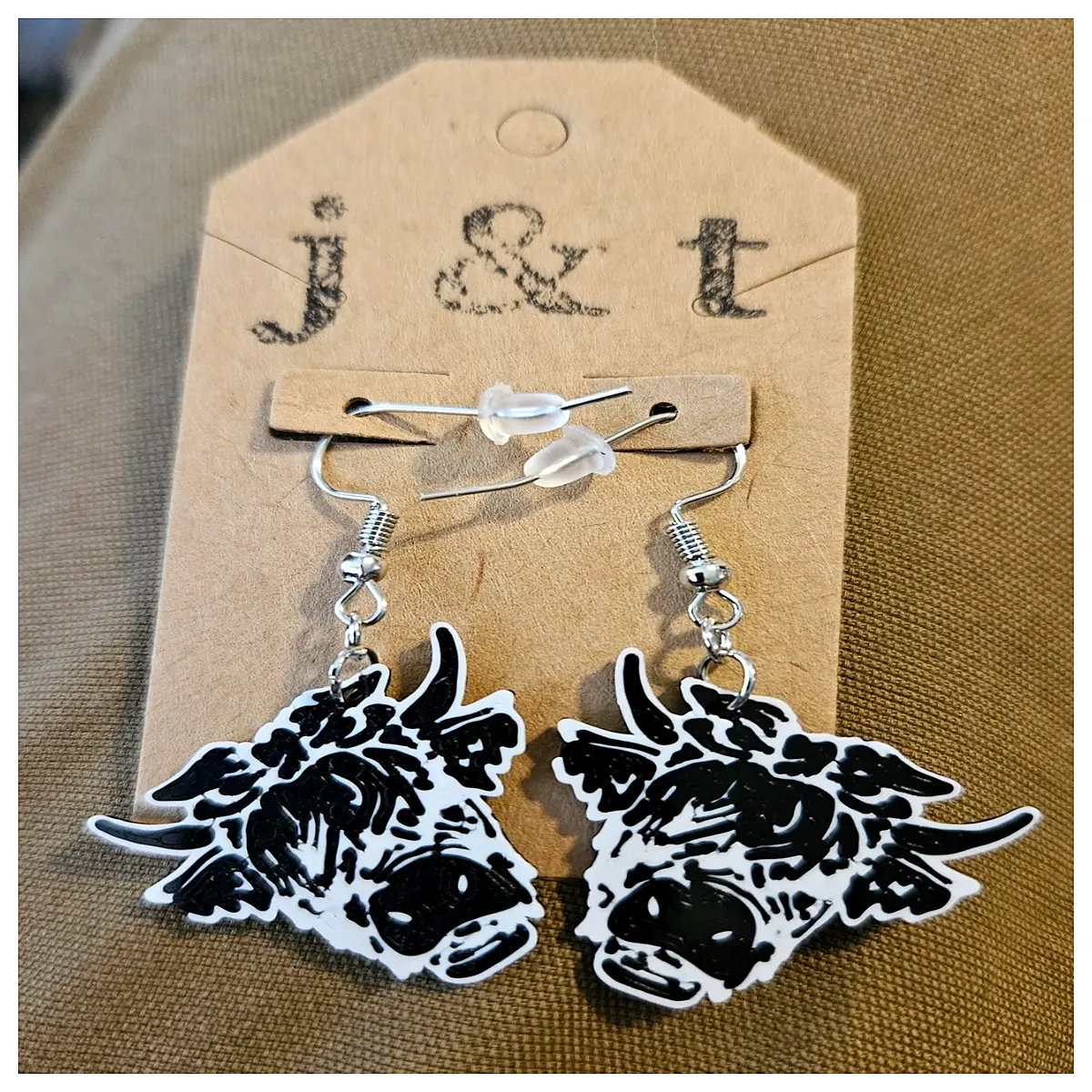cow print earrings boho animal face studs rustic western jewelry farm aesthetic accessories