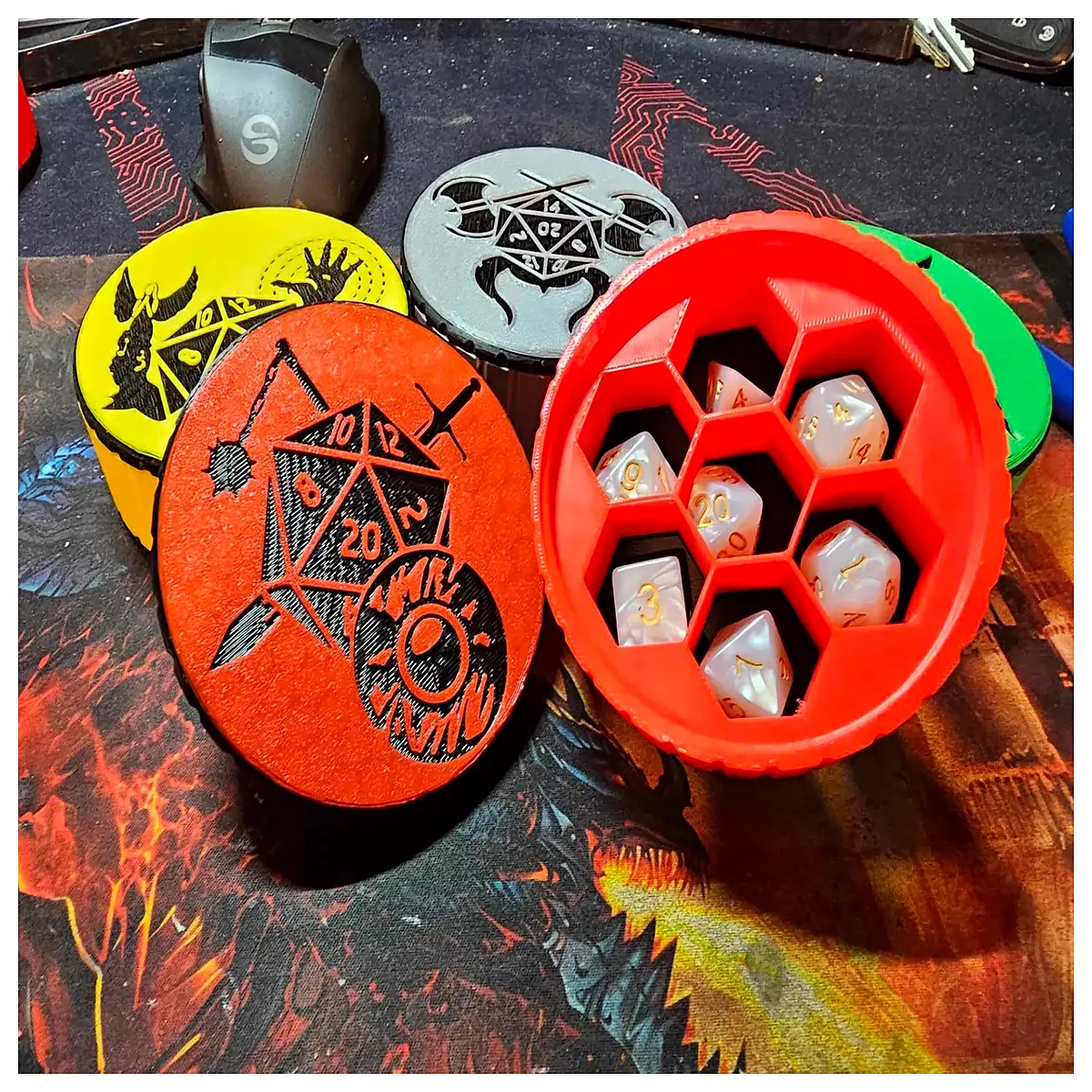 dice fortress tower with spiral lid storage container for tabletop rpg dnd accessories