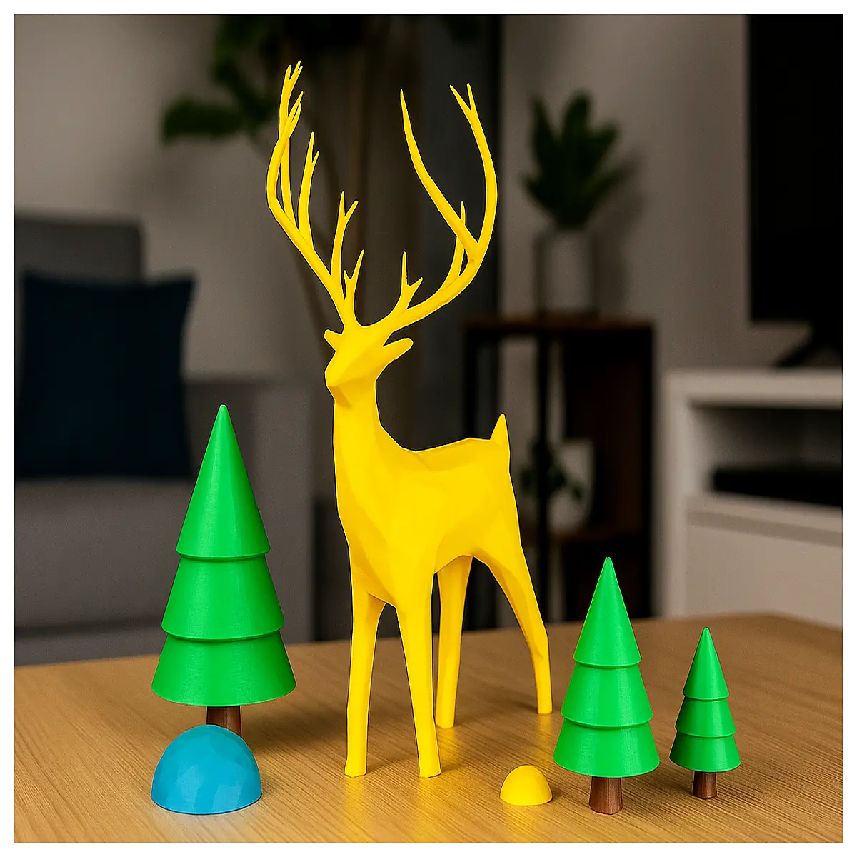 low poly deer wall art geometric animal decor for living room modern minimalist home decoration